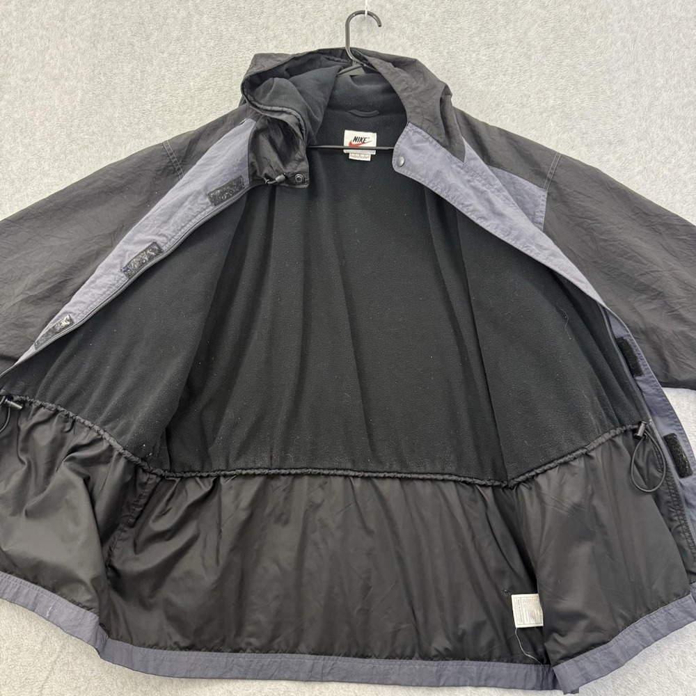 Nike Jacket Men's Large Gray Black Hooded Windbreaker Coat Color Block 90s Retro - Picture 9 of 11